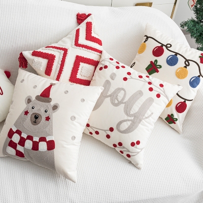 Decorative Embroidered Christmas Party Throw Pillow, Decorative Pillows, Couch Throw Pillows, Christmas Pillows