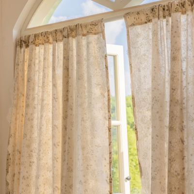 Tenda stampata con dente di leone e frange, 1 pezzo