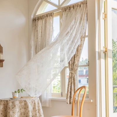 Tenda stampata con dente di leone e frange, 1 pezzo