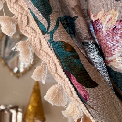 Rideau Brise Bise aux Roses Rétro, Rideau Court, Rideau de Cuisine, Rideau Café,2 couleurs, 2 Pièces