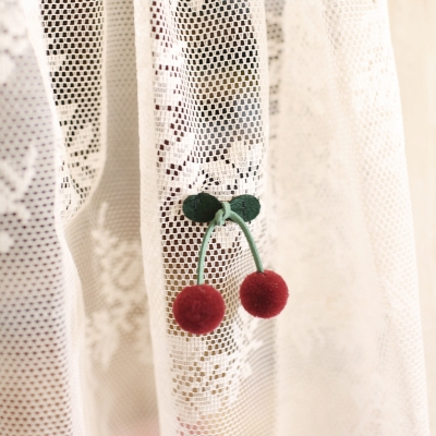 Country Floral Lace with Cherries Short Window Curtains, Small Window Curtains, Half Window Curtain, Cafe Curtains, Kitchen Curtains