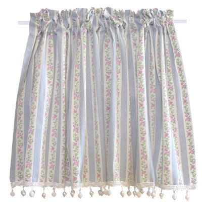 Light Blue and Purple Striped Rose Short Window Curtains, Small Window Curtains, Half Window Curtain, Cafe Curtains, Kitchen Curtains