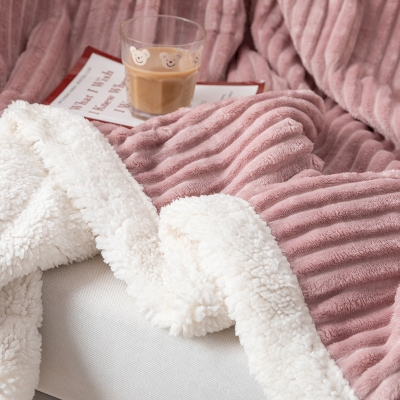 Plaid De Plusieurs Couleurs, Doublure En Fausse Laine D'agneau, Plaid Polaire