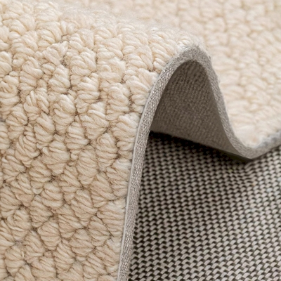 Tapis de Laine Isabelle,Beige à Texture Damier
