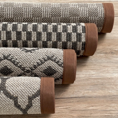 Tapis en Jute et Laine Auckland, Motif Géométrique Gris et Brun