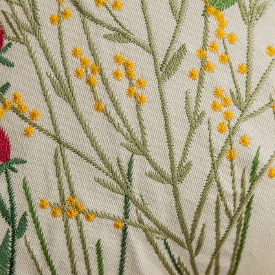 Coussin BESORGUES, Broderie Florale, en Coton et Lin