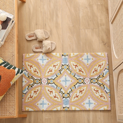 Tapis Aurore, Motif Floral Pastel en Tufté Bouclé