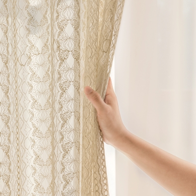 Velo URSIN, Tessuto Ricamato Oro, Motivi Botanici e Geometrici