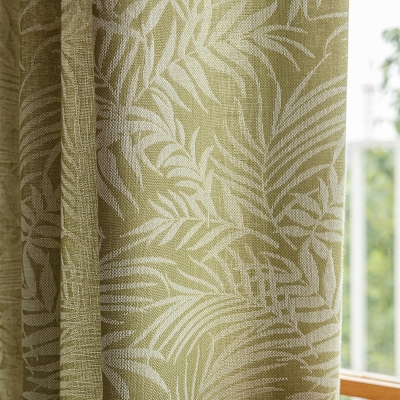 LOUNA Voile, Tessuto Jacquard in Misto Lino, Motivo Felce
