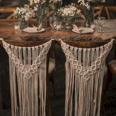 Décoration de Chaise en Macramé pour Mariage, Style Bohème,2 pièces