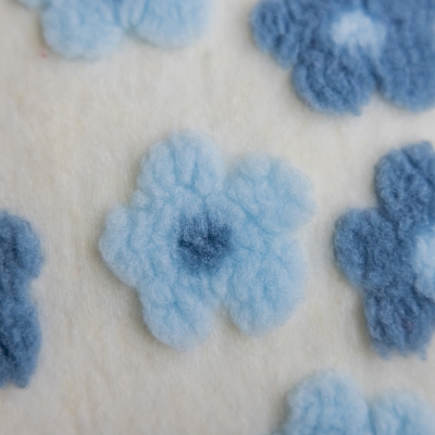 Wool Throw Pillow with 3D Flowers, Decorative Pillows, Couch Throw Pillows, Blue Throw Pillows