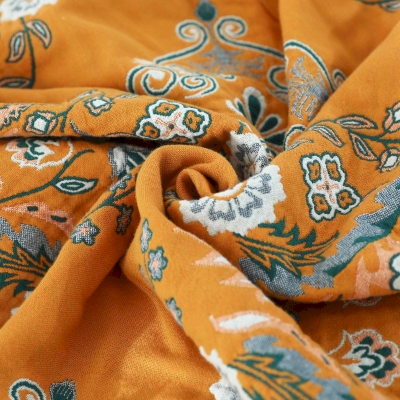 Plaid de Canapé Grande Taille, Bicolore Réversible, en Coton Imprimé, Motifs Floraux Ethniques