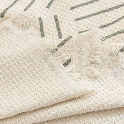 Plaid de Canapé Grande Taille en Coton Peigné Imprimé, Motif Géométrique, Jeté de Canapé