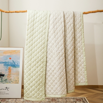 Couvre-lit Matelassé Été à Motif Écailles de Poisson, en Lyocell Jacquard, Tissu Rafraîchissant