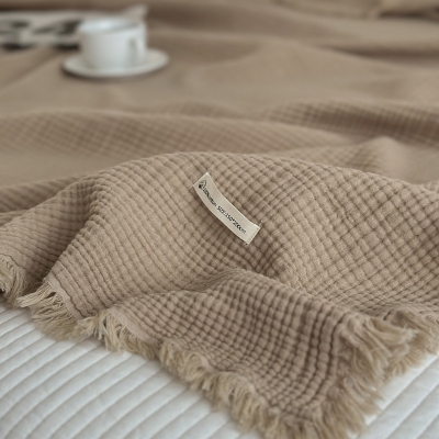 Plaid en Coton Jacquard Gaufré, 7 Couleurs