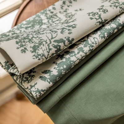 Rideau Branches de Rose Brique, Rideau occultants, Tissu velours de coton, Couture de Rideaux - 5 couleurs disponibles