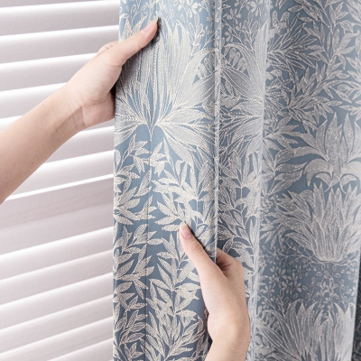 Rideau Occultant Kelady, Motif Végétal Brodé de Fils d'Or