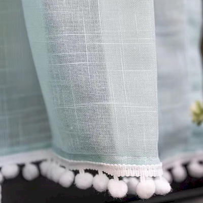 Blue Lace Slub Linen Short Curtains, Small Window Curtains, Short Window Curtains, Half Window Curtain, Cafe Curtains, Kitchen Curtains