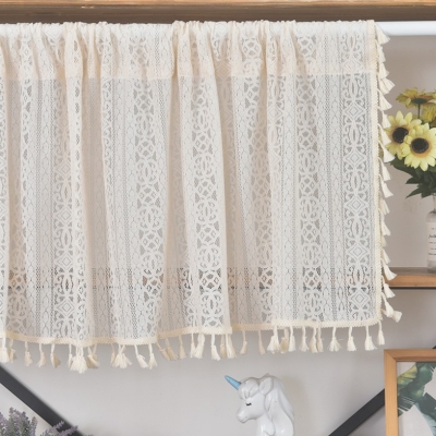 Beige Short Curtains with Hollow Clover Pattern, Small Window Curtains, Short Window Curtains, Half Window Curtain, Cafe Curtains, Kitchen Curtains