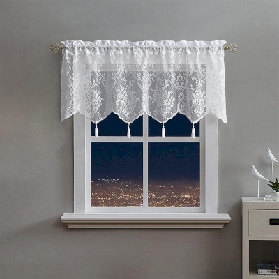 White Lace Rose Short Curtains, Small Window Curtains, Short Window Curtains, Half Window Curtain, Cafe Curtains, Kitchen Curtains
