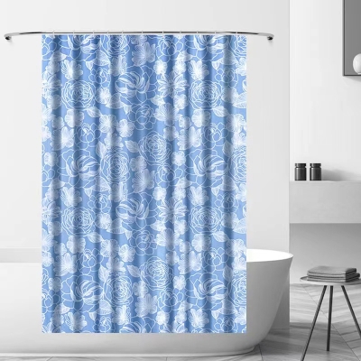 Rideau De Douche Vert Fleurs – Tissu Satiné Transparent, Neuf Sans étiquette