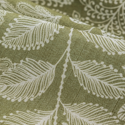 Stores Bateaux Sur Mesure en Coton-Lin Vert Avec Motif Feuilles