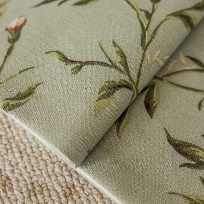 Store Bateau Sur-Mesure, Coton et Lin, Motif Floral Vert de Style Champêtre