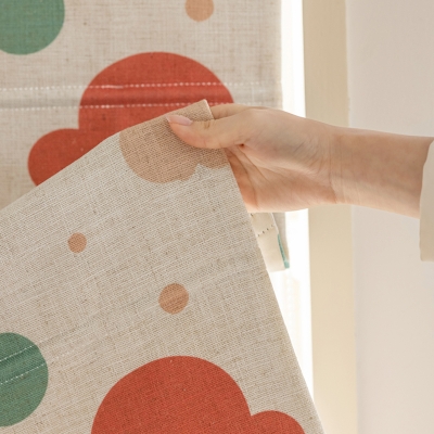 Store Bateau sur Mesure pour Enfants, Tissu en Lin, Imprimé Nuages Multicolores