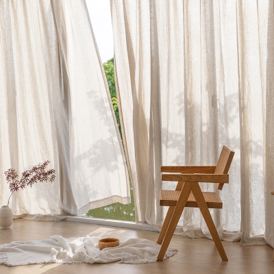 Rideau Carlina, Rideau sur mesure, Tissu Lin, Rideau Lin Naturel, Rideau Beige