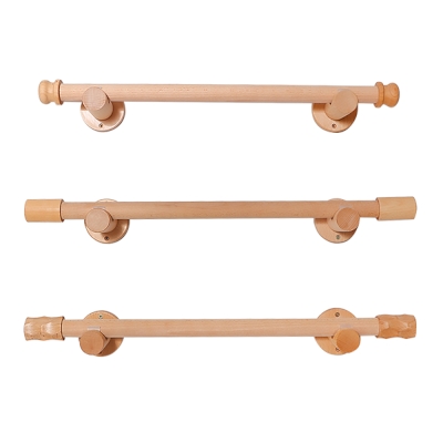 Kit Barre à Rideau Ø 29 mm en Hêtre Brut, Tringle Rideau Bois, Kit de Tringle à Rideau, Tringle à Rideau sur Mesure, Double Tringle Rideau Bois
