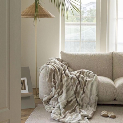 Plaid en Fausse Fourrure de Lapin, Plaid Fausse Fourrure, Plaid Canapé, Plaid Cocooning