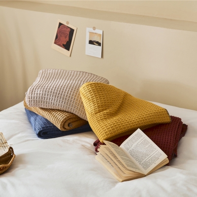 Plaid en Tricot Gaufré, Plaid Canapé, Plaid Chaud, 5 Couleurs