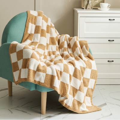 Plaid à Motif Damier, Plaid Canapé,Plaid Lit,10 Couleurs