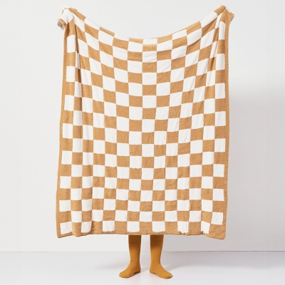 Plaid à Motif Damier, Plaid Canapé,Plaid Lit,10 Couleurs