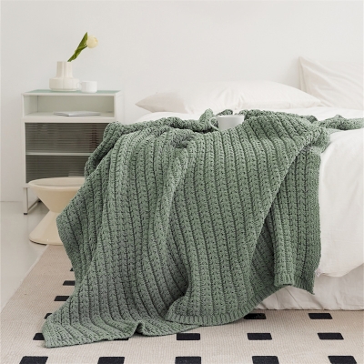 Plaid en Tricot en Chenille, Plaid Canapé, Plaid Cocooning, Plaid Lit