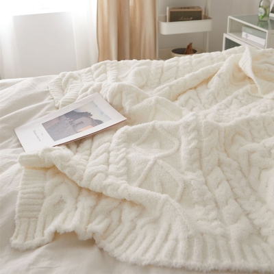 Plaid en Tricot Torsadé à Losanges Blanc, Plaid Canapé, Plaid Lit