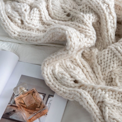 Plaid Grosse Maille Beige, Plaids Polaire, Plaid Canapé, Plaid Lit, Plaid Cocooning