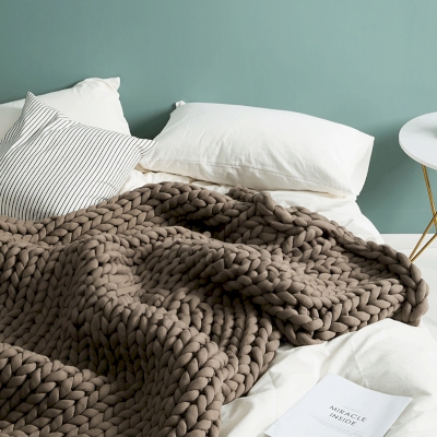 Chunky Hand Knit Blanket, Throw Blanket for Couch, Soft Couch Throw ,Ribbed Plush