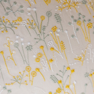 Housse de Coussin en Coton Brodée de Fleurs, Style Naturel