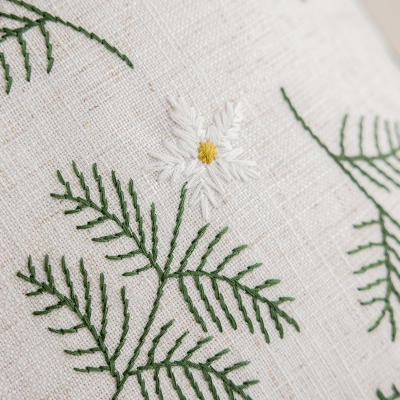 Housse de Coussin Verte Brodée