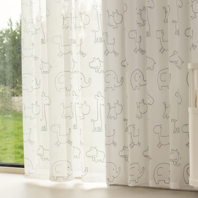 Zoo children's curtain, printed with cartoon animal patterns