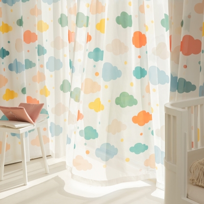 Voilage pour Enfants, Imprimé de Nuages Colorés, Voilage Sur Mesure