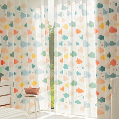 Voilage pour Enfants, Imprimé de Nuages Colorés, Voilage Sur Mesure