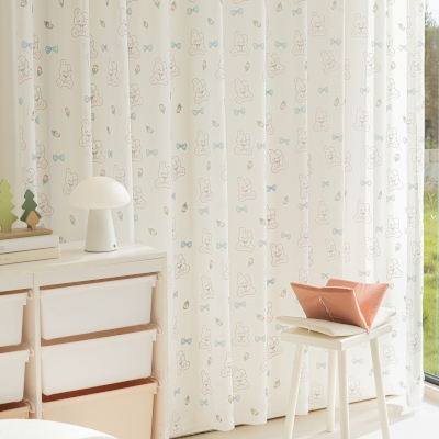 Voilage Pour Enfants, Imprimé Lapins Roses, Voilage Sur Mesure