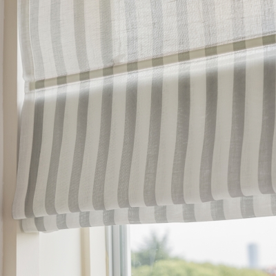 Custom Roman Shades, Grey Striped Voile Roman Blinds, Roman Blinds Fabric