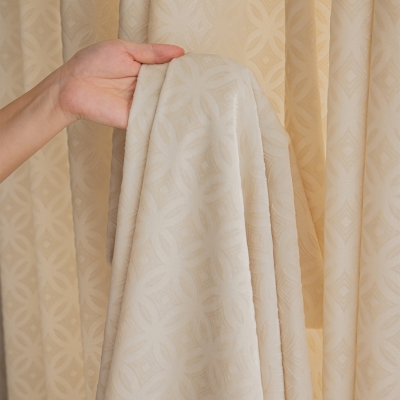 Custom Curtain, Velvet Curtain, Embossed Geometric Pattern