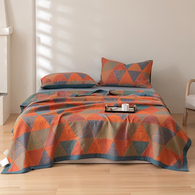 Triangle Pattern Print Cotton Reversible Bedspread, Throw Blankets, Best Bedding, Bed Throws