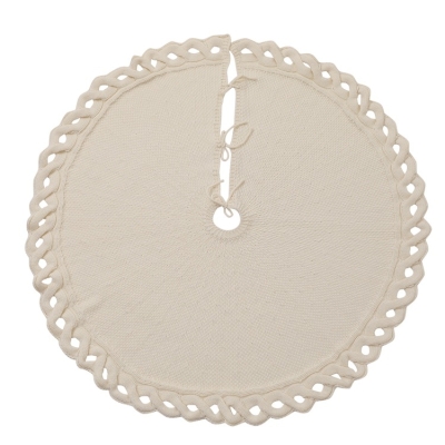 48-Inch Hollow Cable Knit Christmas Tree Skirt