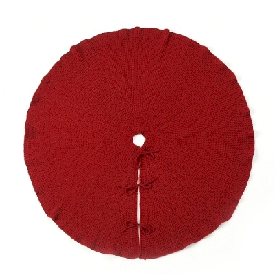 Chunky Knit Christmas Tree Skirt with Ruffled Edge