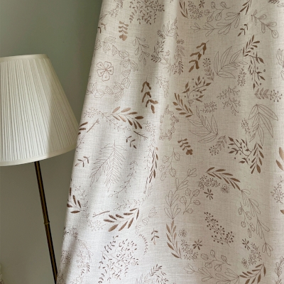Custom TAMARA Curtains, Polyester Linen Blend with Embroidered Botanical Design